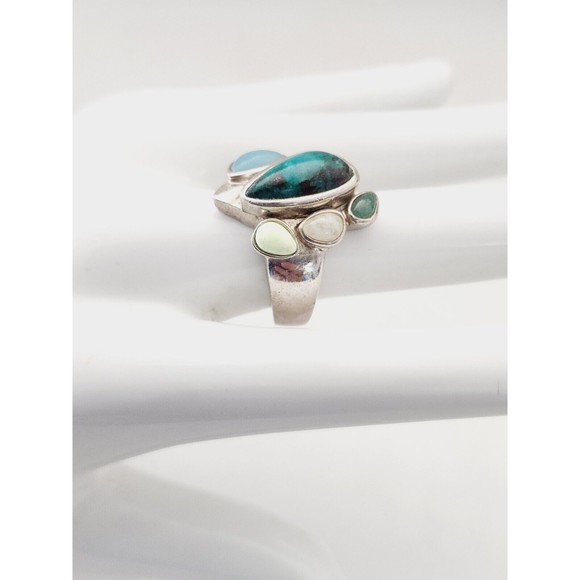 VINTAGE SOUTHWESTERN WHITNEY KELLY TURQUOISE STERLING RING SIZE 10 - Picture 2 of 8